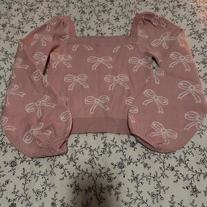 Pink Bow Patterned Women's Sweater